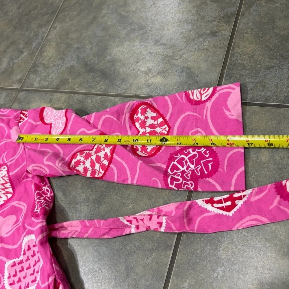 Pajamagram Hers Pink Red Heart Robe Waist Tie Pockets Long Sleeve Sz S/M Cozy - Picture 9 of 10